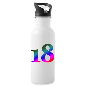 18, bunter farbverlauf, schenken - Trinkflasche mit integriertem Trinkhalm - Weiß - Rechts