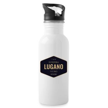 Lugano, Switzerland - Water bottle with straw - white - Right