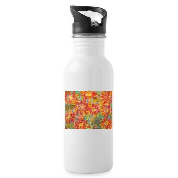 Living flower meadow in impression style - Water bottle with straw - white - Right