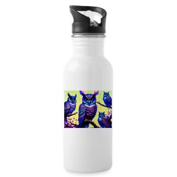 Eule - Trinkflasche mit integriertem Trinkhalm - Weiß - Rechts