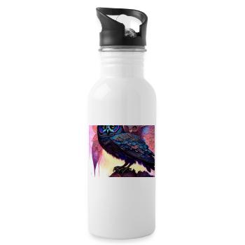 Eule - Trinkflasche mit integriertem Trinkhalm - Weiß - Rechts
