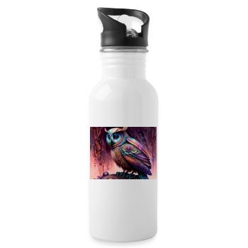 Eule - Trinkflasche mit integriertem Trinkhalm - Weiß - Rechts