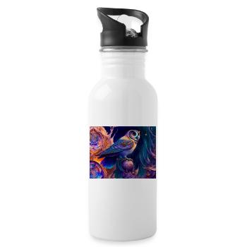 Eule - Trinkflasche mit integriertem Trinkhalm - Weiß - Rechts