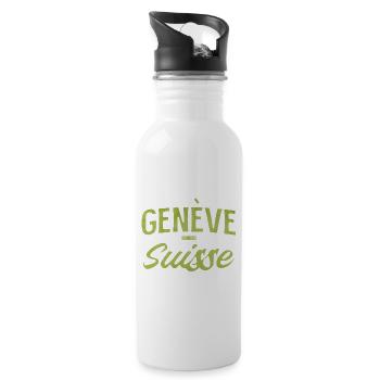 Genève Suisse Vintage Font - Water bottle with straw - white - Right