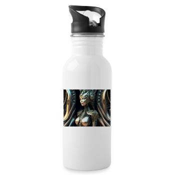 Abstract woman - Water bottle with straw - white - Right
