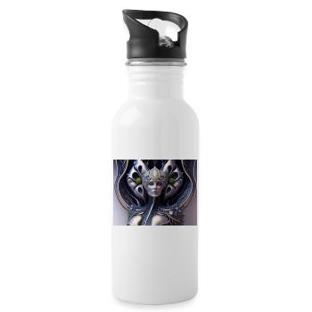 Mystische Hexe - Trinkflasche mit integriertem Trinkhalm - Weiß - Rechts