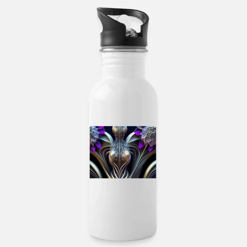 Abstrakt Weiblich - Trinkflasche mit integriertem Trinkhalm - Weiß