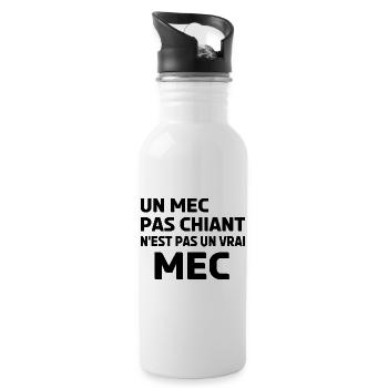 un mec pas chiant n'est pas un vrai mec. - Gourde avec paille intégrée - blanc - Droite