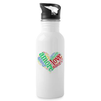 t-shirt amour amour amour Liebe amor nuage de mots - Gourde avec paille intégrée - blanc - Droite