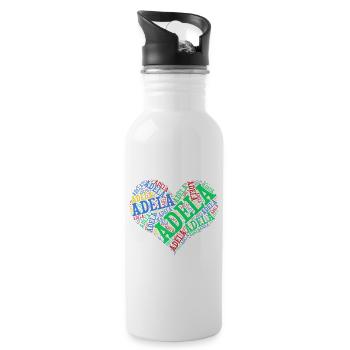 T-Shirt Adela Herz Wortwolke T-Shirt Geschenk - Trinkflasche mit integriertem Trinkhalm - Weiß - Rechts