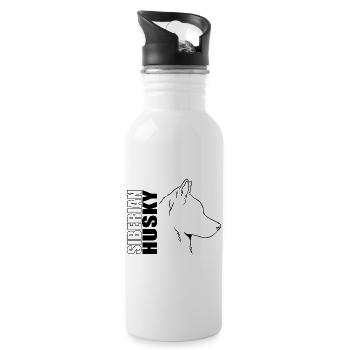 Siberian Husky Profile Dogs Dog Wilsigns - Water bottle with straw - white - Right