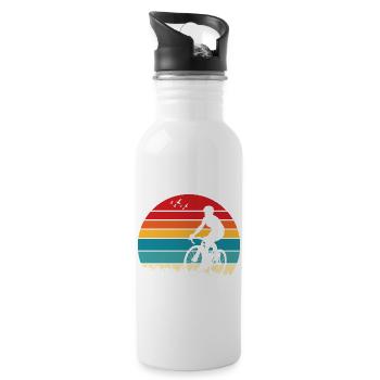 Sunset Ride Silhouette - Trinkflasche mit integriertem Trinkhalm - Weiß - Rechts