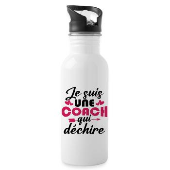 Je suis une coach qui déchire - Gourde avec paille intégrée - blanc - Droite