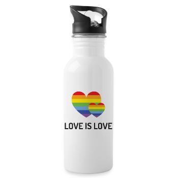 Mois de la fierté LGBT - Love is Love - Gourde avec paille intégrée - blanc - Droite