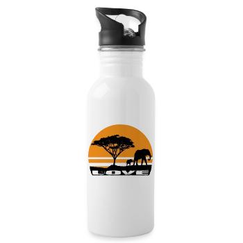 Elephants - Water bottle with straw - white - Right