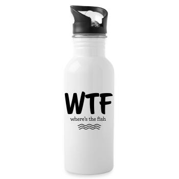 WTF wo der Fisch ist - Trinkflasche mit integriertem Trinkhalm - Weiß - Rechts
