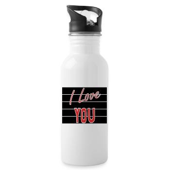 LOVE. COUPLE. JUST MARRIED. EVJF. SAINT VALENTIN. - Gourde avec paille intégrée - blanc - Droite