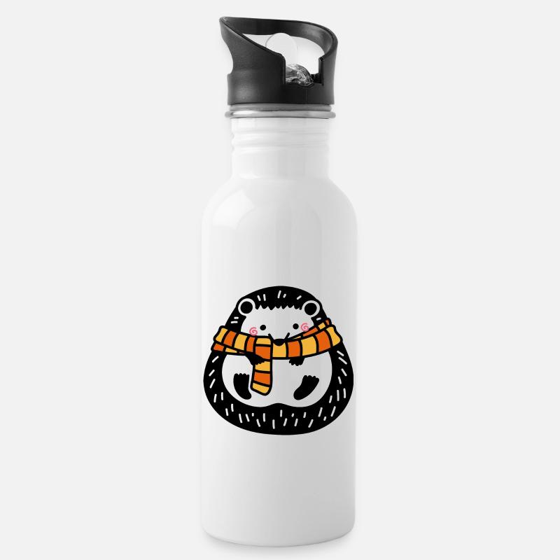 Wildtiere - Trinkflasche mit integriertem Trinkhalm - Weiß