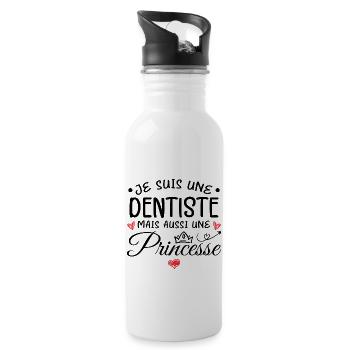 Je Suis Une Dentiste, Mais Aussi Une Princesse - Gourde avec paille intégrée - blanc - Droite