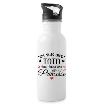 Je Suis Une Tata, Mais Aussi Une Princesse - Gourde avec paille intégrée - blanc - Droite