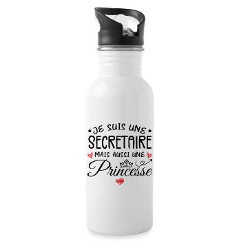 Je Suis Une Secrétaire, Mais Aussi Une Princesse - Gourde avec paille intégrée - blanc - Droite