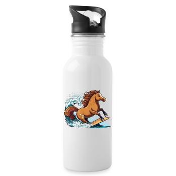 Surfing Horse - Water bottle with straw - white - Right
