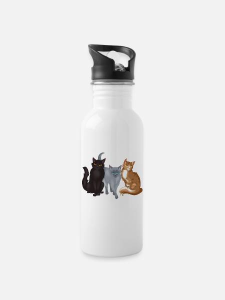 Warrior Cats Sunbeam Frostpaw Nightheart - Trinkflasche mit integriertem Trinkhalm - Weiß