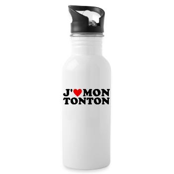 J' aime mon tonton cadeau oncle coeur rouge - Gourde avec paille intégrée - blanc - Droite