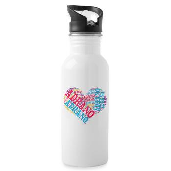 Sicily T-shirt Adrano heart word cloud t-shirt - Water bottle with straw - white - Right