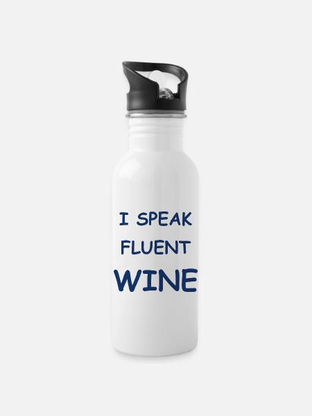 Ich spreche fließend Wein - Trinkflasche mit integriertem Trinkhalm - Weiß