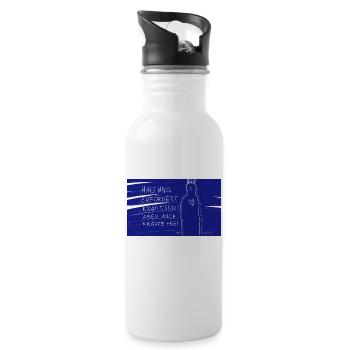 Haltung erfordert Kraft - Trinkflasche mit integriertem Trinkhalm - Weiß - Rechts