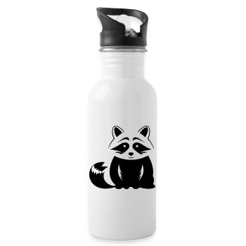 Waschbär - Trinkflasche mit integriertem Trinkhalm - Weiß - Rechts
