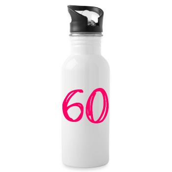 60. 60 ANS. 60e ANNIVERSAIRE. ANNIVERSAIRE 60 ANS. - Gourde avec paille intégrée - blanc - Droite
