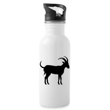 Ziege - Trinkflasche mit integriertem Trinkhalm - Weiß - Rechts