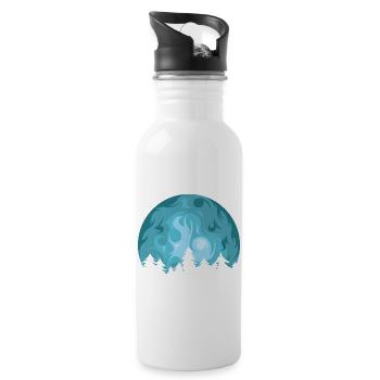 mond Wald Ruhe Entspannung Wandern Natur Symbol - Trinkflasche mit integriertem Trinkhalm - Weiß - Rechts