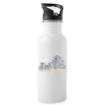 Burg Himeji-jo, Japan, Präfektur Hyogo, Zeichnung - Trinkflasche mit integriertem Trinkhalm - Weiß - Rechts