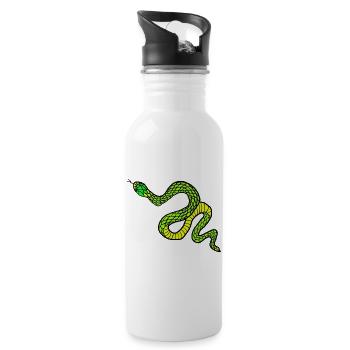 Grüne Gelbe Schlange Kunstwerk - Trinkflasche mit integriertem Trinkhalm - Weiß - Rechts
