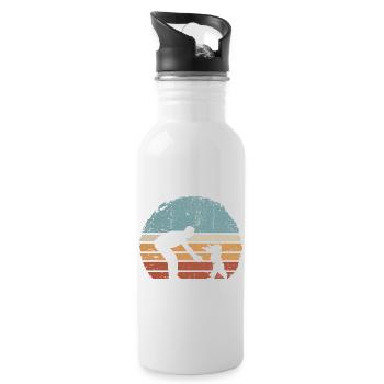 Sunset Parent and Child Silhouette - Water bottle with straw - white - Right