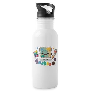 The Watercolor Wizard - Water bottle with straw - white - Right