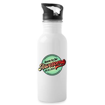 Geburtstag Schaltjahr 2024 born to be awesome - Trinkflasche mit integriertem Trinkhalm - Weiß - Rechts