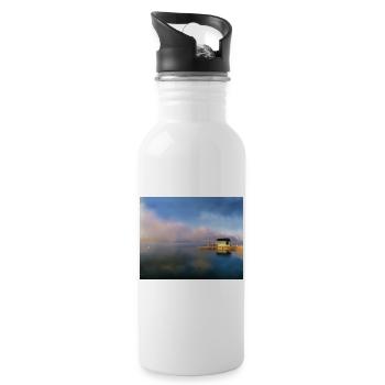 Lake Pontoon Pier - Water bottle with straw - white - Right