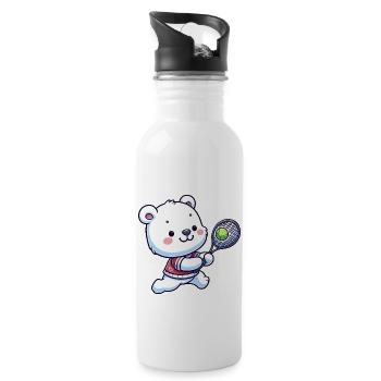 Joueur de tennis Polar Bear - Humour amusant sur le - Gourde avec paille intégrée - blanc - Droite