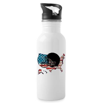 American Football print - Trinkflasche mit integriertem Trinkhalm - Weiß - Rechts