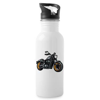 Motorcycle Biker - Water bottle with straw - white - Right