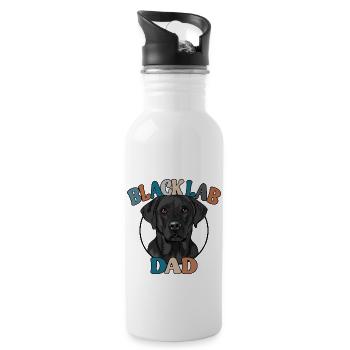 Black Lab Dad Dog Labrador Labbi Wilsigns - Water bottle with straw - white - Right