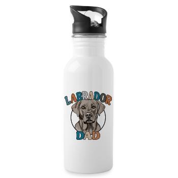 Silber Labrador Dad Hunde Hund Labbi Wilsigns - Trinkflasche mit integriertem Trinkhalm - Weiß - Rechts