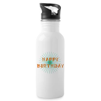 ALLES GUTE ZUM GEBURTSTAG. ALLES GUTE ZUM GEBURTSTAG. JAHRESTAG. - Trinkflasche mit integriertem Trinkhalm - Weiß - Rechts