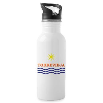 Sonne und Wellen Torrevieja Design - Trinkflasche mit integriertem Trinkhalm - Weiß - Rechts