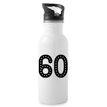 60. 60 JAHRE. 60-JÄHRIGES JUBILÄUM. 60. GEBURTSTAG. - Trinkflasche mit integriertem Trinkhalm - Weiß - Rechts