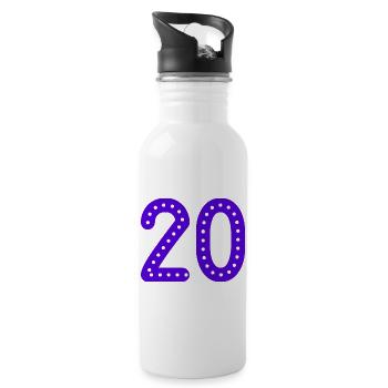 20. 20 ANS. 20e ANNIVERSAIRE. ANNIVERSAIRE 20 ANS. - Gourde avec paille intégrée - blanc - Droite